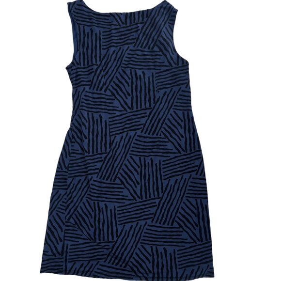 LOFT Navy Blue & Black Abstract Ruched Sheath Dress M - Picture 6 of 6